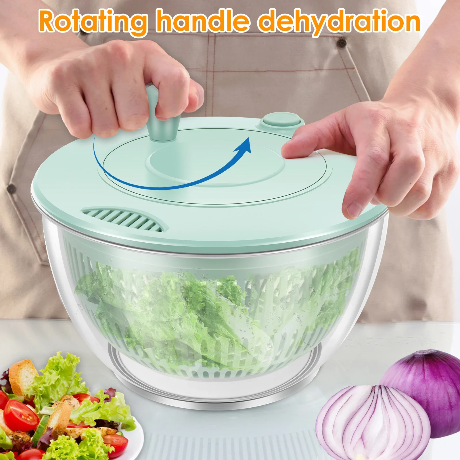 Vegetables Salad Spinner Vegetables Fruit Wash Basket Multifunc Dehydration Basket with Slicer Kitchen Gadget Salad Vegetables Salad Spinner Vegetables Fruit Wash Basket Multifunc Dehydration Basket with Slicer Kitchen Gadget Salad