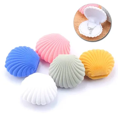 Velvet Earrings Holder Shell Jewelry Box