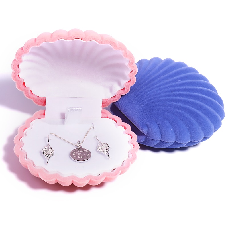 Velvet Earrings Holder Shell Jewelry Box