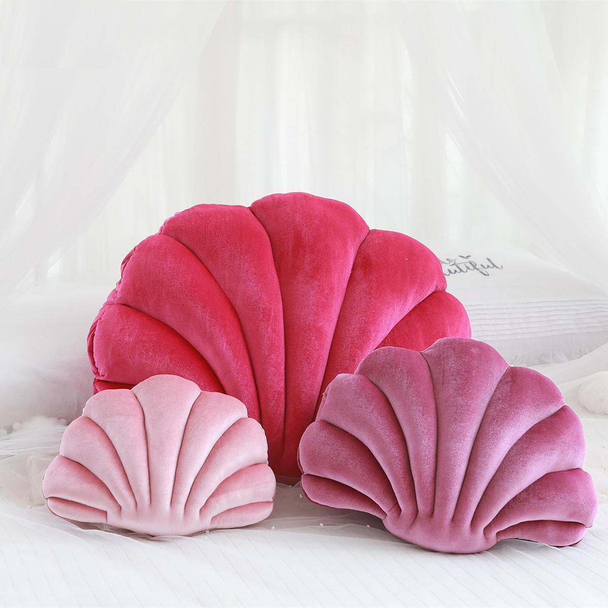 Velvet Shell Pillow Decor Cushion