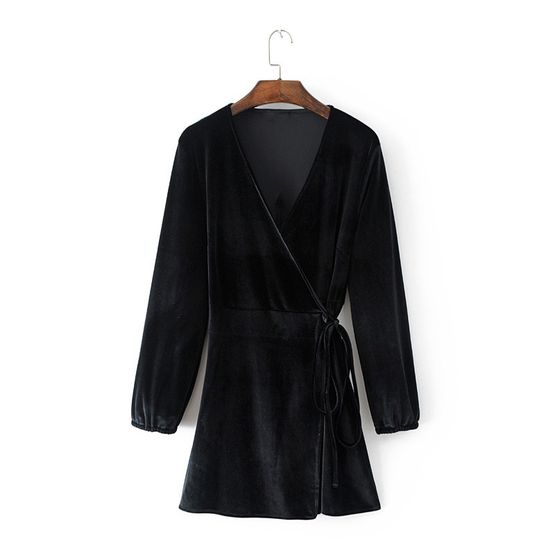 Velvet Wrap Dress Long Sleeves Velvet Wrap Dress Long Sleeves