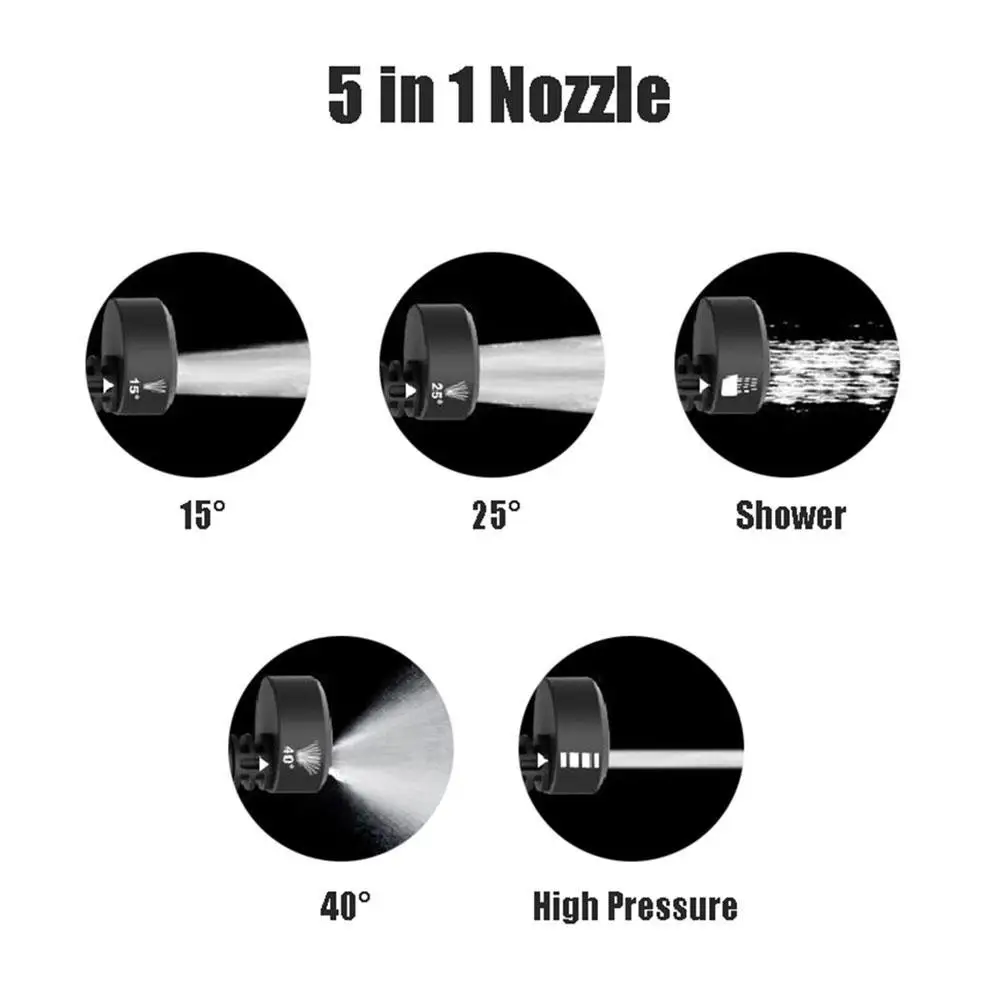 Versatile 6-in-1 Pressure Washer Nozzle Adjustable 3000 PSI Nozzle With 1/4” Quick Connect Gun Adapter Hoses Car Wash Versatile 6-in-1 Pressure Washer Nozzle Adjustable 3000 PSI Nozzle With 1/4” Quick Connect Gun Adapter Hoses Car Wash