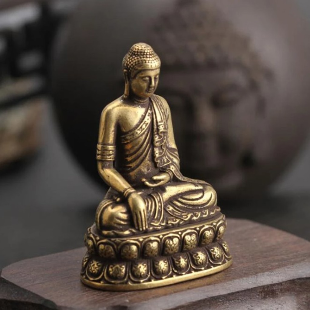 Vintage Brass Buddha Statue Decor