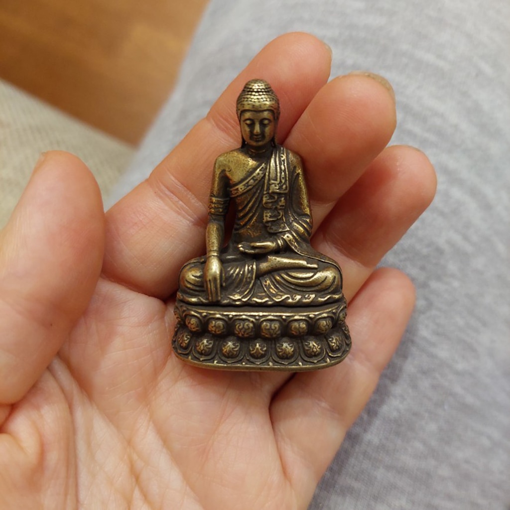Vintage Brass Buddha Statue Decor