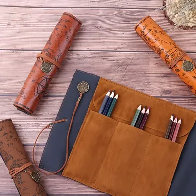 Vintage Canvas Roll Pencil Bag Creative Simplicity Large Capacity Stationery Box Roll Pencil Pouch 4 Style