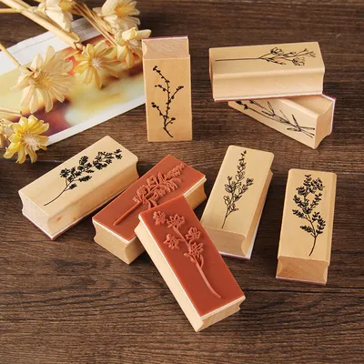 Vintage Design Wooden Rubber Stamp