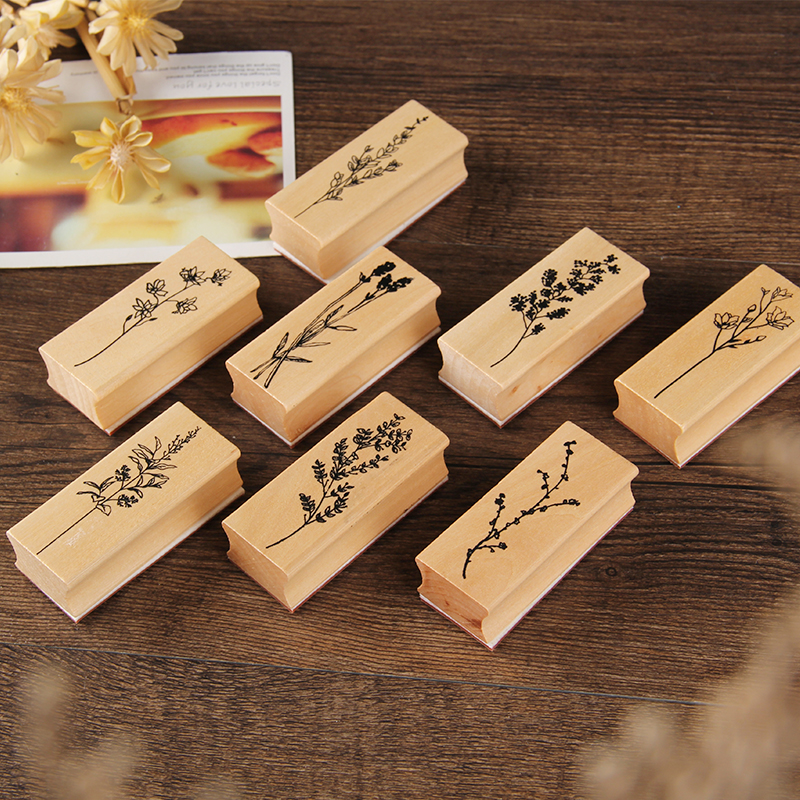 Vintage Design Wooden Rubber Stamp