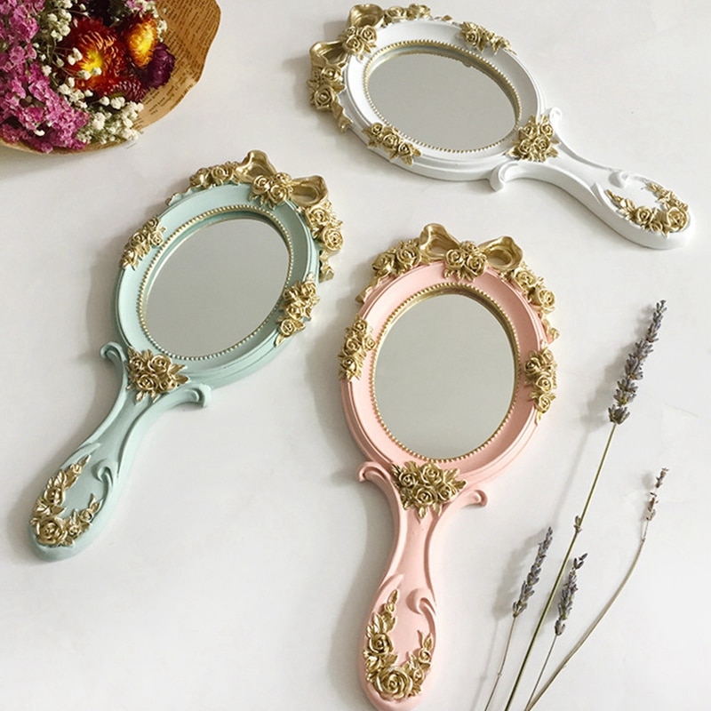 Vintage Hand Mirror Vanity Wooden Mirror