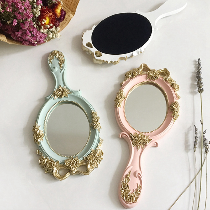 Vintage Hand Mirror Vanity Wooden Mirror