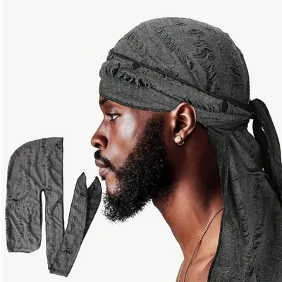 Vintage hole Cotton Durag Headband Unisex Hip Hop Bandana Long Tail Pirate Cap for Men Trendy Head Wraps Cycling Head