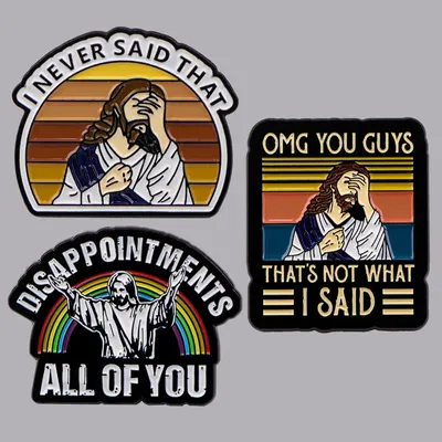 Vintage I Never Said That Funny Jesus Enamel Pin Brooch Pines Lapel Pins Badge on Backpack Clothing Accessories Fashion Vintage I Never Said That Funny Jesus Enamel Pin Brooch Pines Lapel Pins Badge on Backpack Clothing Accessories Fashion