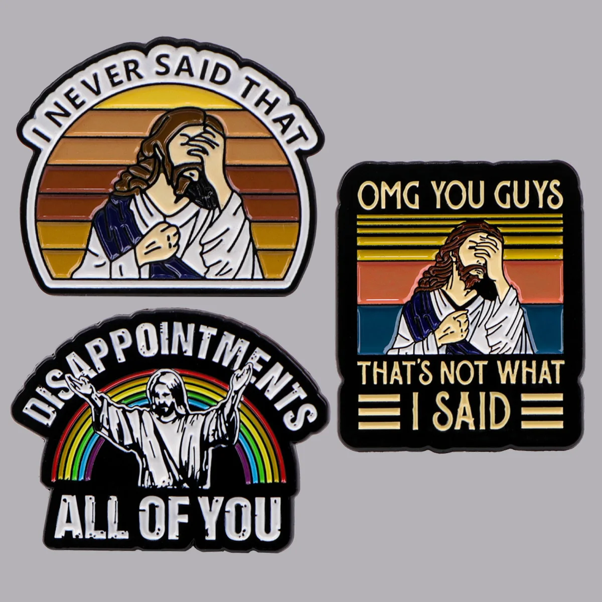 Vintage I Never Said That Funny Jesus Enamel Pin Brooch Pines Lapel Pins Badge on Backpack Clothing Accessories Fashion