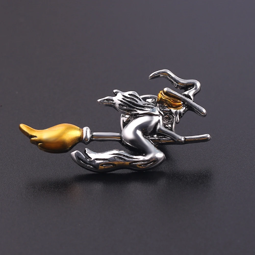 Vintage Magician Brooch Witches Ride Broom Badge Metal Brooch Clothing Backpack Pin Fashion Jewelry Decoration Vintage Magician Brooch Witches Ride Broom Badge Metal Brooch Clothing Backpack Pin Fashion Jewelry Decoration