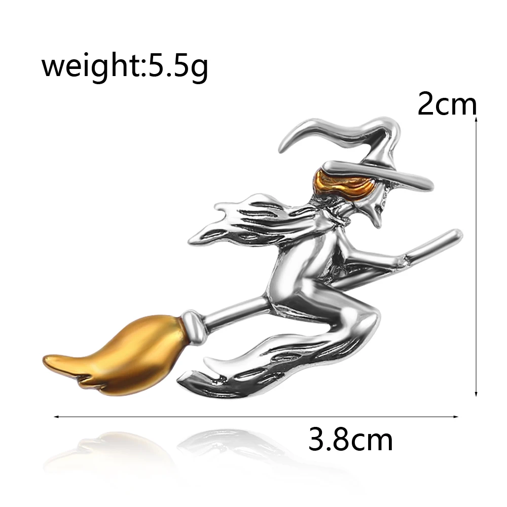 Vintage Magician Brooch Witches Ride Broom Badge Metal Brooch Clothing Backpack Pin Fashion Jewelry Decoration Vintage Magician Brooch Witches Ride Broom Badge Metal Brooch Clothing Backpack Pin Fashion Jewelry Decoration