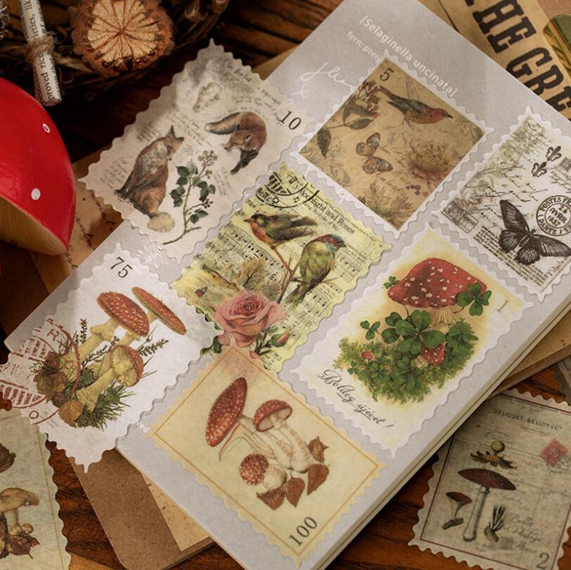 Vintage Postage Stickers (60 pcs)