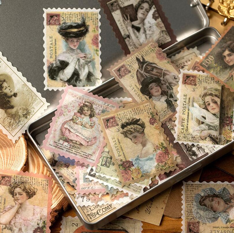Vintage Postage Stickers (60 pcs)