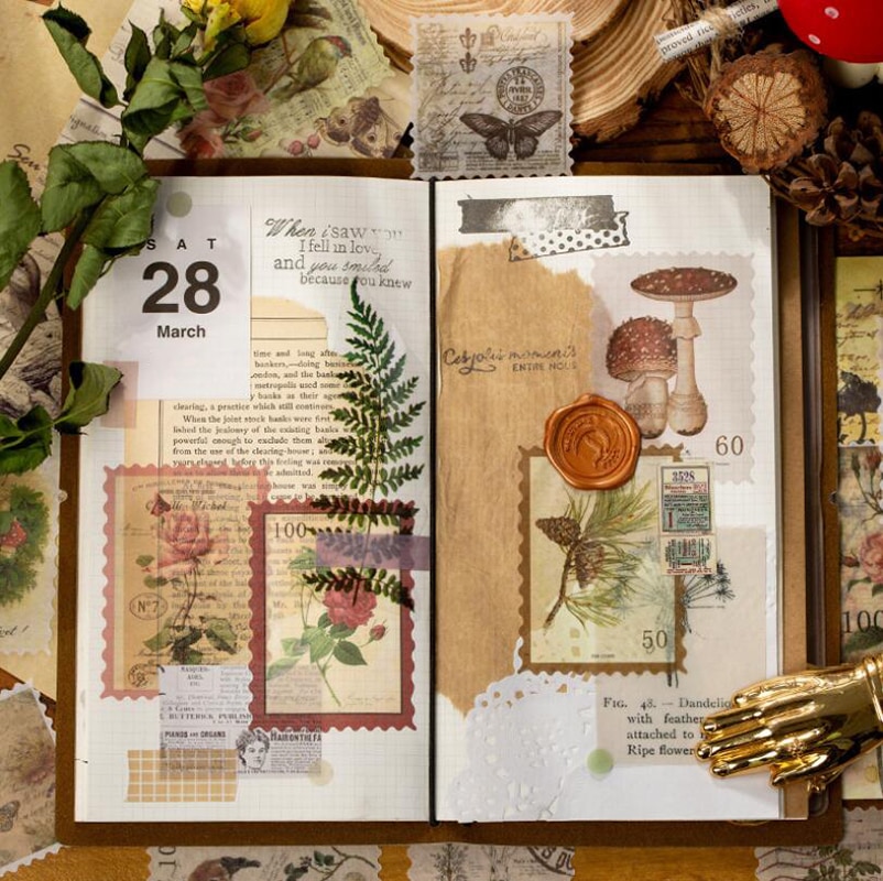 Vintage Postage Stickers (60 pcs)