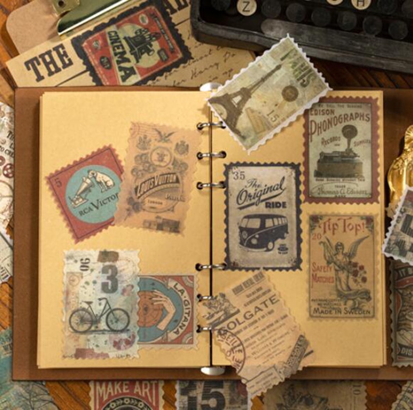Vintage Postage Stickers (60 pcs)