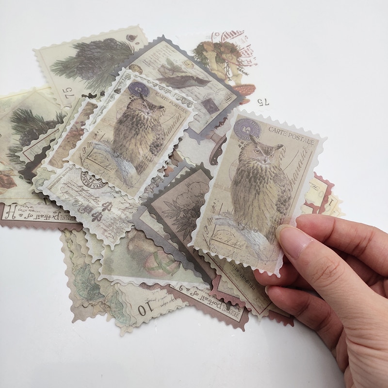 Vintage Postage Stickers (60 pcs)