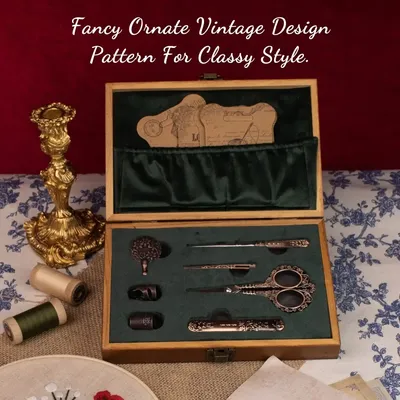 Vintage Sewing Kit Complete European Style Antique Embroidery Scissors Set Retro Sewing Diy Craft Supplies with Needles Vintage Sewing Kit Complete European Style Antique Embroidery Scissors Set Retro Sewing Diy Craft Supplies with Needles