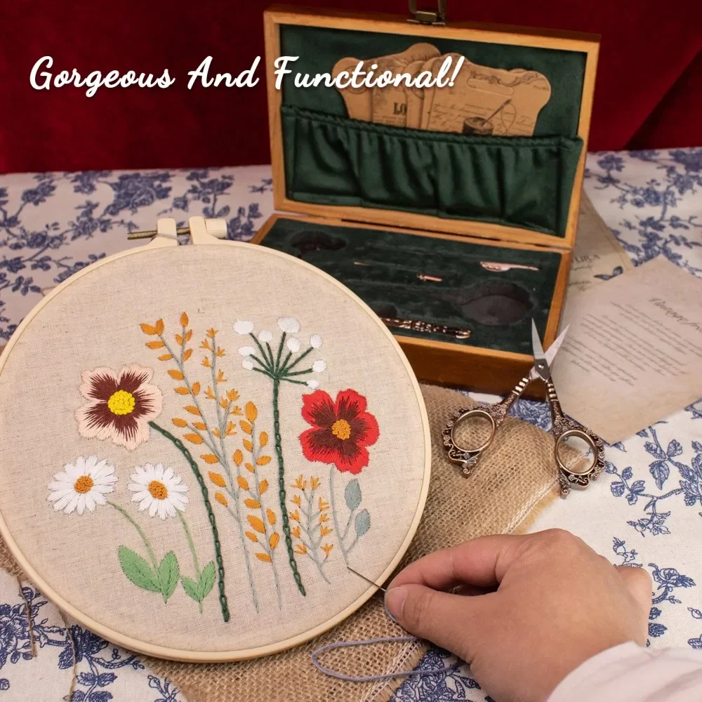 Vintage Sewing Kit Complete European Style Antique Embroidery Scissors Set Retro Sewing Diy Craft Supplies with Needles Vintage Sewing Kit Complete European Style Antique Embroidery Scissors Set Retro Sewing Diy Craft Supplies with Needles