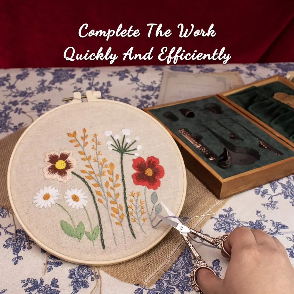 Vintage Sewing Kit Complete European Style Antique Embroidery Scissors Set Retro Sewing Diy Craft Supplies with Needles Vintage Sewing Kit Complete European Style Antique Embroidery Scissors Set Retro Sewing Diy Craft Supplies with Needles