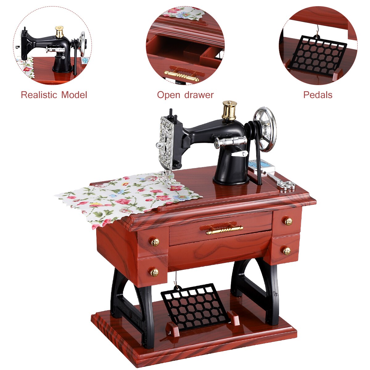 Vintage Sewing Machine Music Box