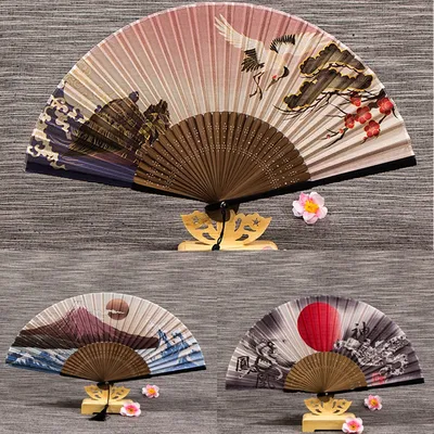 Vintage Silk Japanese Folding Fan Vintage Silk Japanese Folding Fan