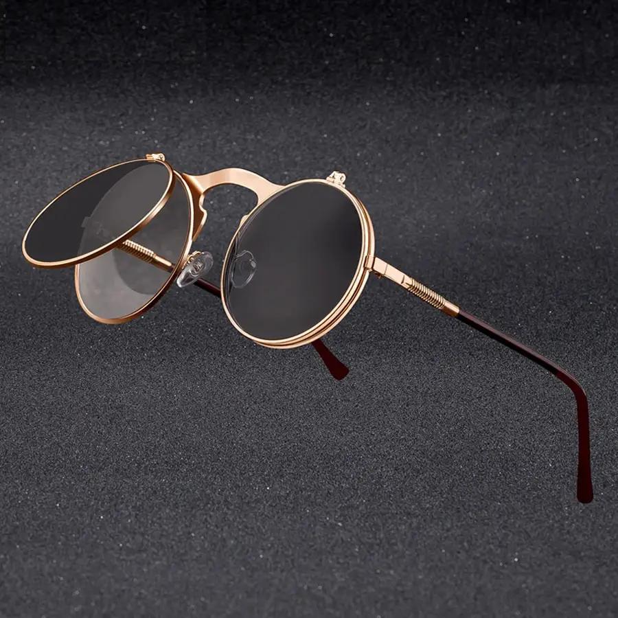 Vintage Steampunk Flip Sunglasses Retro Round Metal Sun Glasses for Men and Women Brand Designer Circle Oculos Vintage Steampunk Flip Sunglasses Retro Round Metal Sun Glasses for Men and Women Brand Designer Circle Oculos