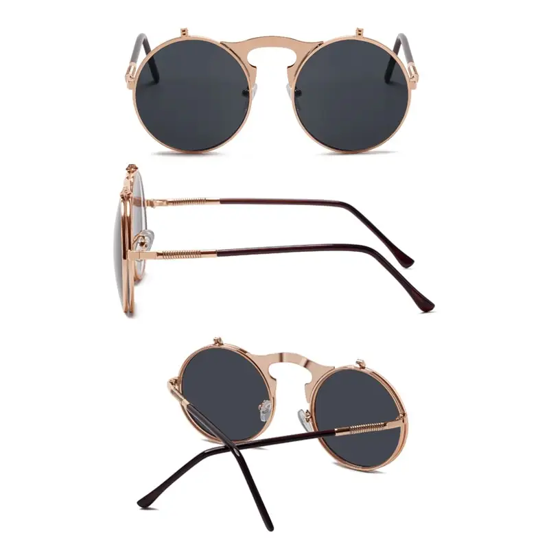 Vintage Steampunk Flip Sunglasses Retro Round Metal Sun Glasses for Men and Women Brand Designer Circle Oculos Vintage Steampunk Flip Sunglasses Retro Round Metal Sun Glasses for Men and Women Brand Designer Circle Oculos