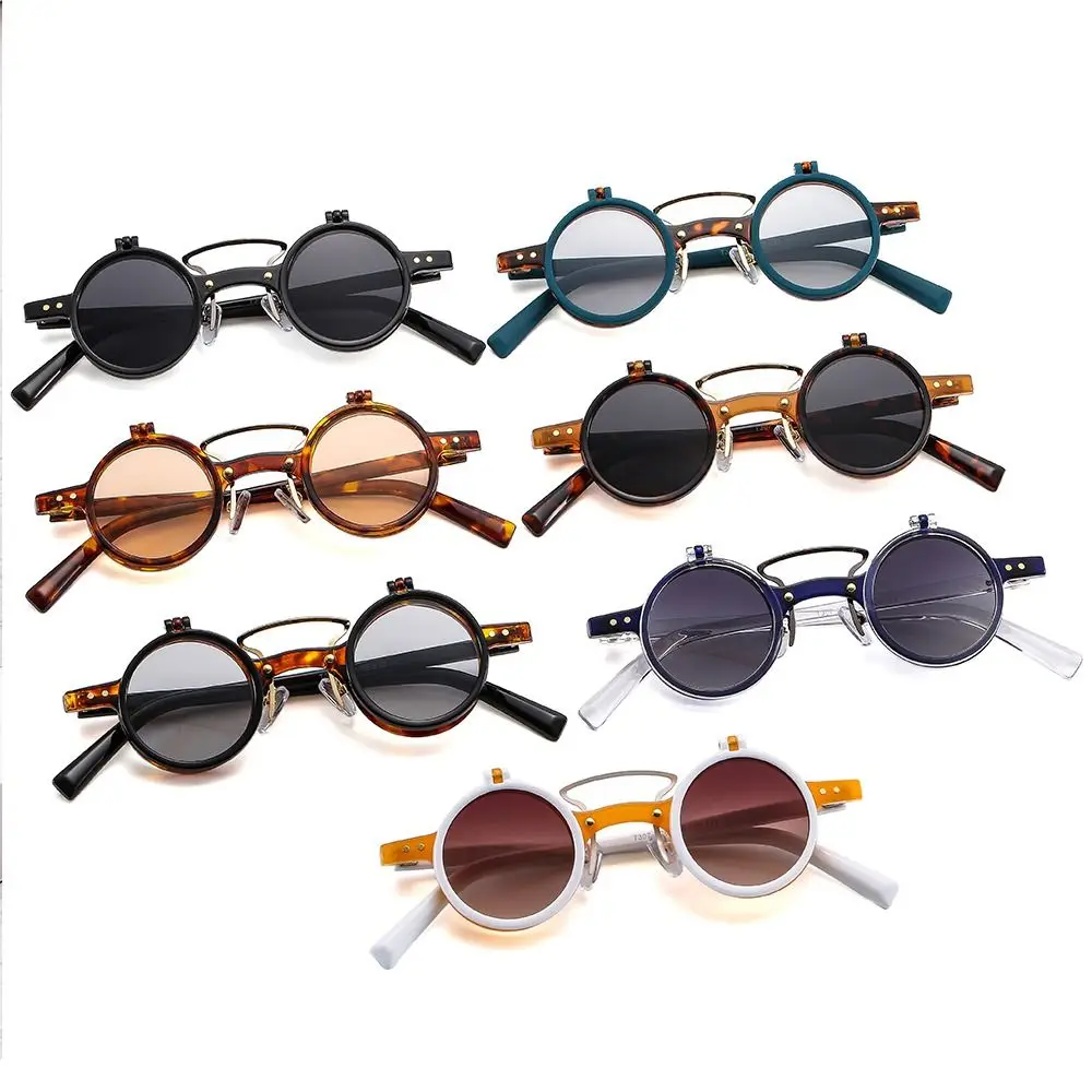 Vintage Steampunk Flip Up Sunglasses Retro Small Round Metal Sun Glasses for Men Women Brand Circle Oculos Ins Shade Vintage Steampunk Flip Up Sunglasses Retro Small Round Metal Sun Glasses for Men Women Brand Circle Oculos Ins Shade