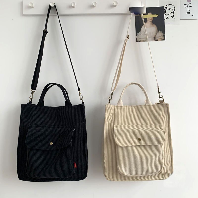 Vintage Style Corduroy Shoulder Bag