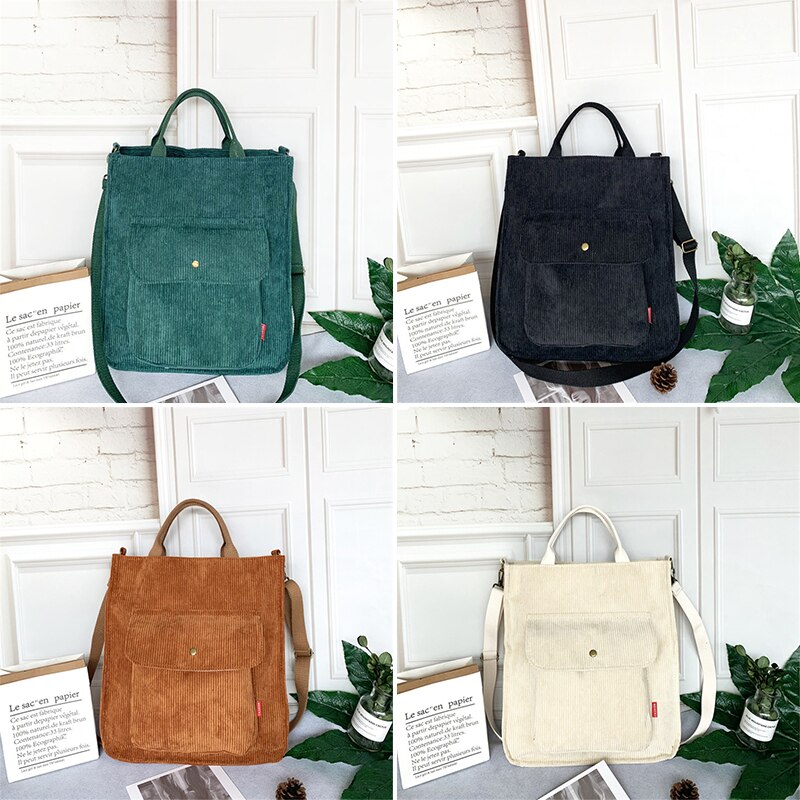 Vintage Style Corduroy Shoulder Bag
