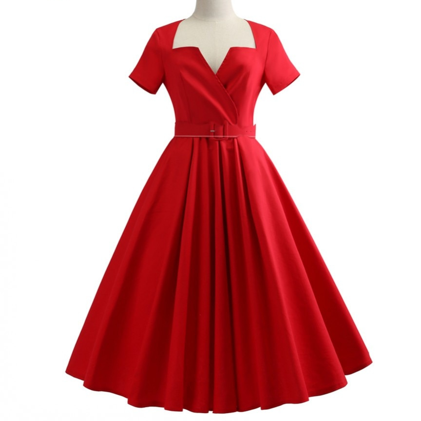 Vintage Style Dress With Belt Vintage Style Dress With Belt