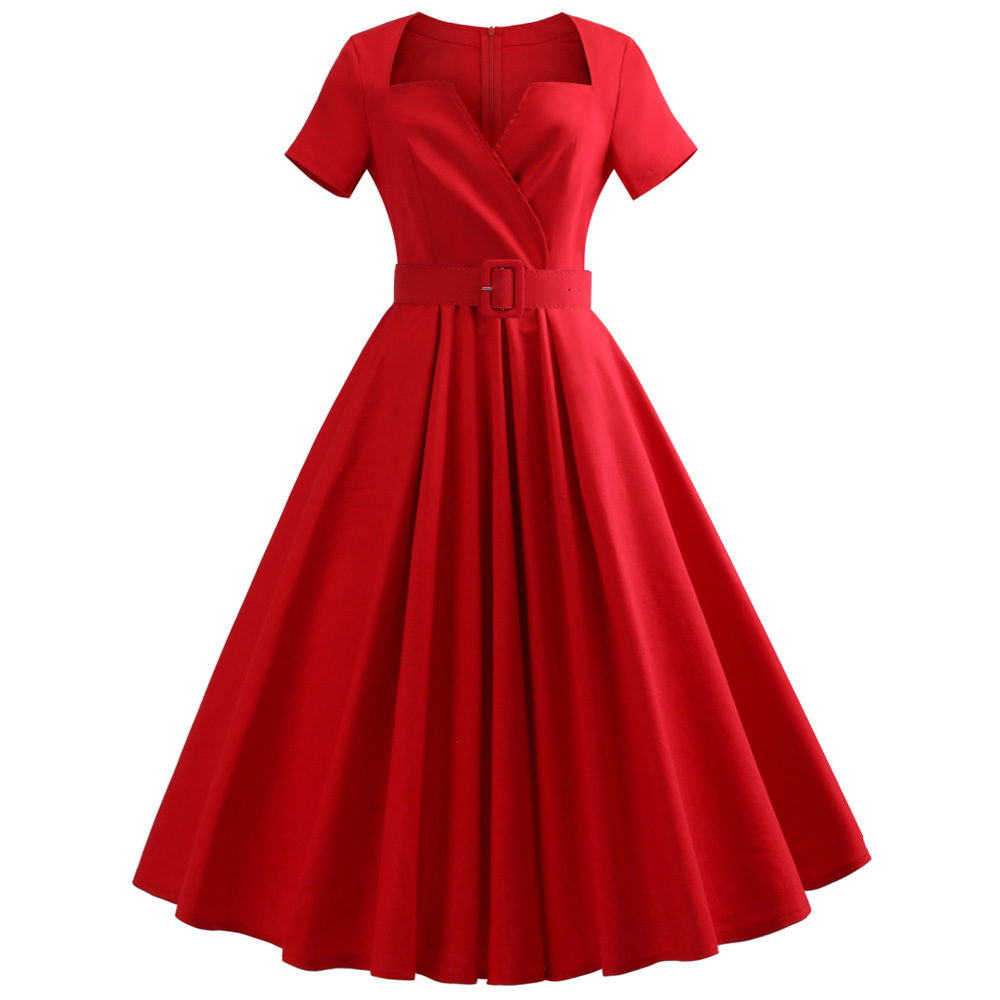 Vintage Style Dress With Belt Vintage Style Dress With Belt