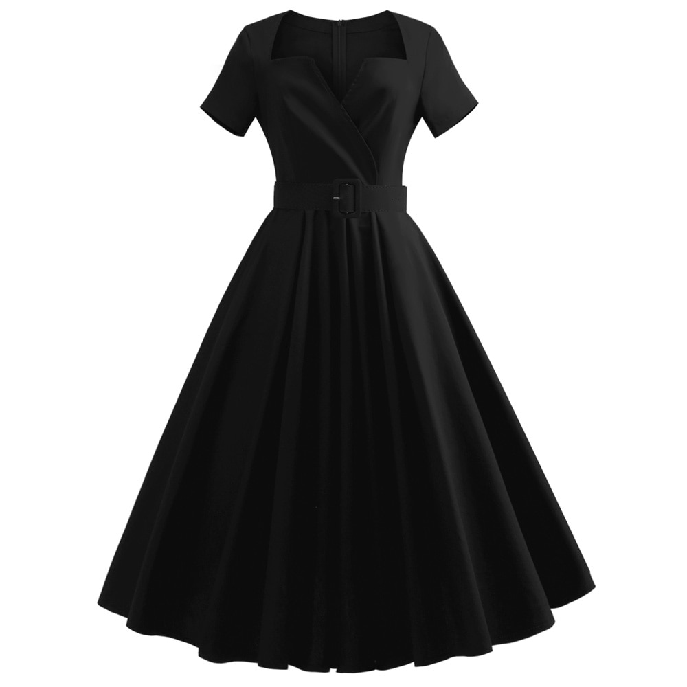 Vintage Style Dress With Belt Vintage Style Dress With Belt