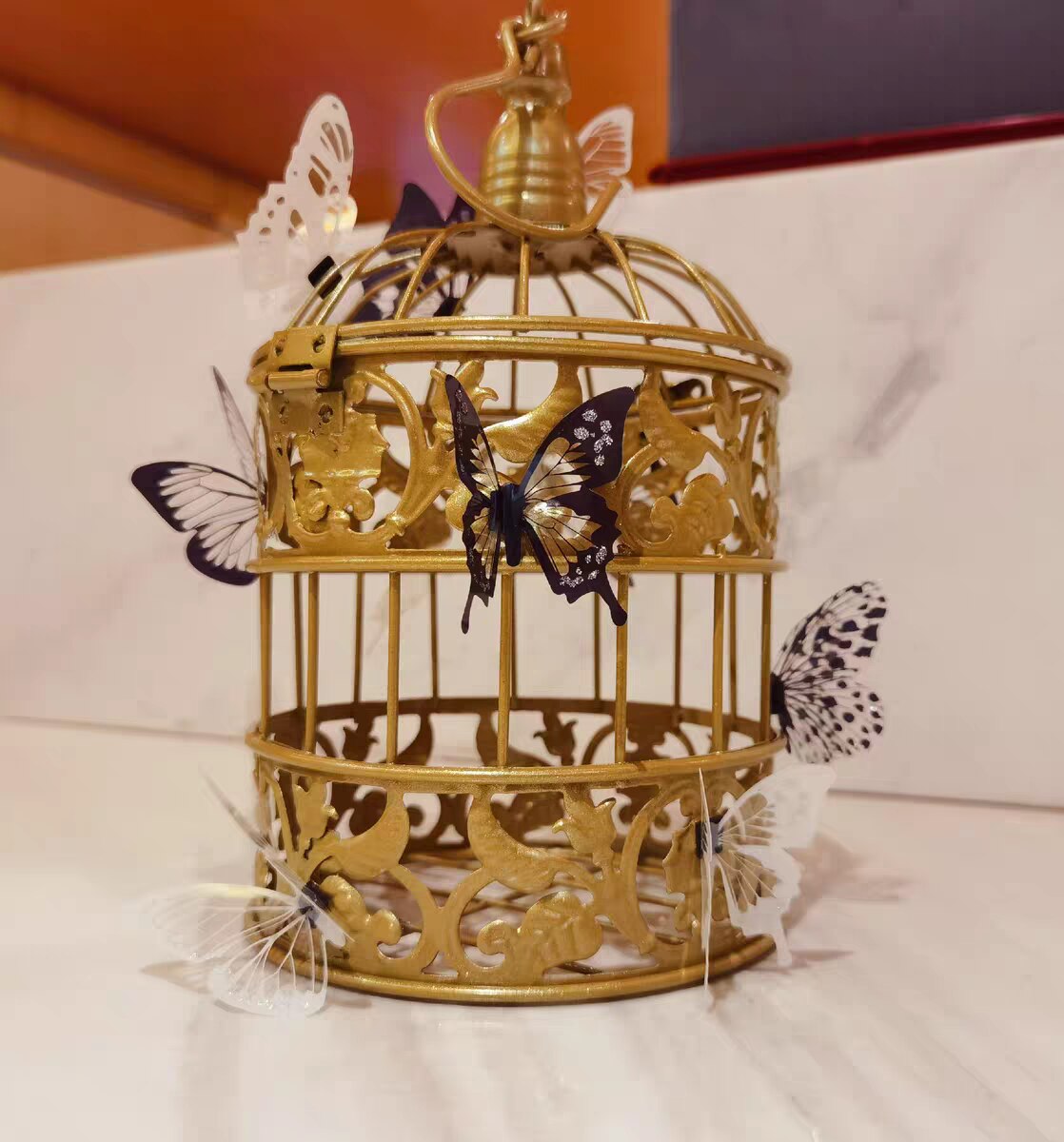 Vintage Style Hanging Bird Cage Decor