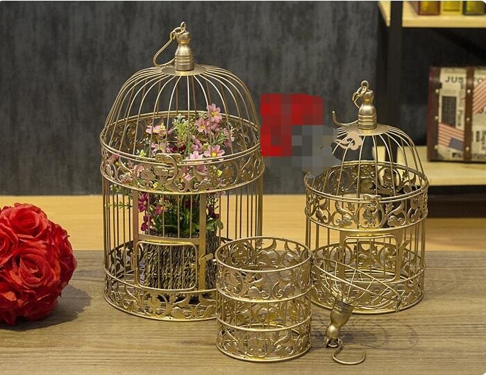 Vintage Style Hanging Bird Cage Decor