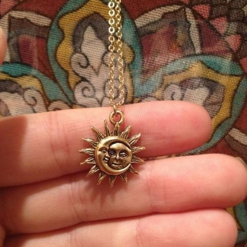 Vintage Style Sun And Moon Pendant Necklace Vintage Style Sun And Moon Pendant Necklace