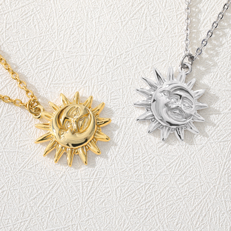 Vintage Style Sun And Moon Pendant Necklace Vintage Style Sun And Moon Pendant Necklace