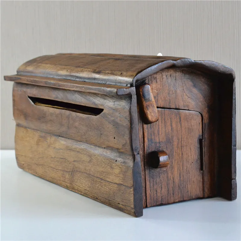 Vintage Wooden Mailbox for Outdoor Wall, Rustic Garden Mailbox, Weatherproof Letterbox, European Style House Sign Vintage Wooden Mailbox for Outdoor Wall, Rustic Garden Mailbox, Weatherproof Letterbox, European Style House Sign