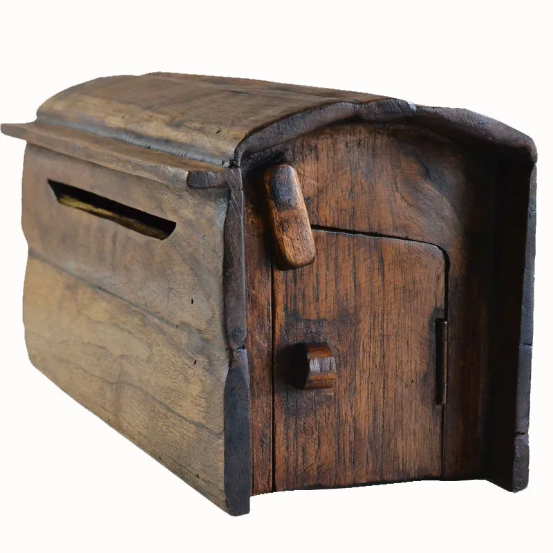 Vintage Wooden Mailbox for Outdoor Wall, Rustic Garden Mailbox, Weatherproof Letterbox, European Style House Sign Vintage Wooden Mailbox for Outdoor Wall, Rustic Garden Mailbox, Weatherproof Letterbox, European Style House Sign