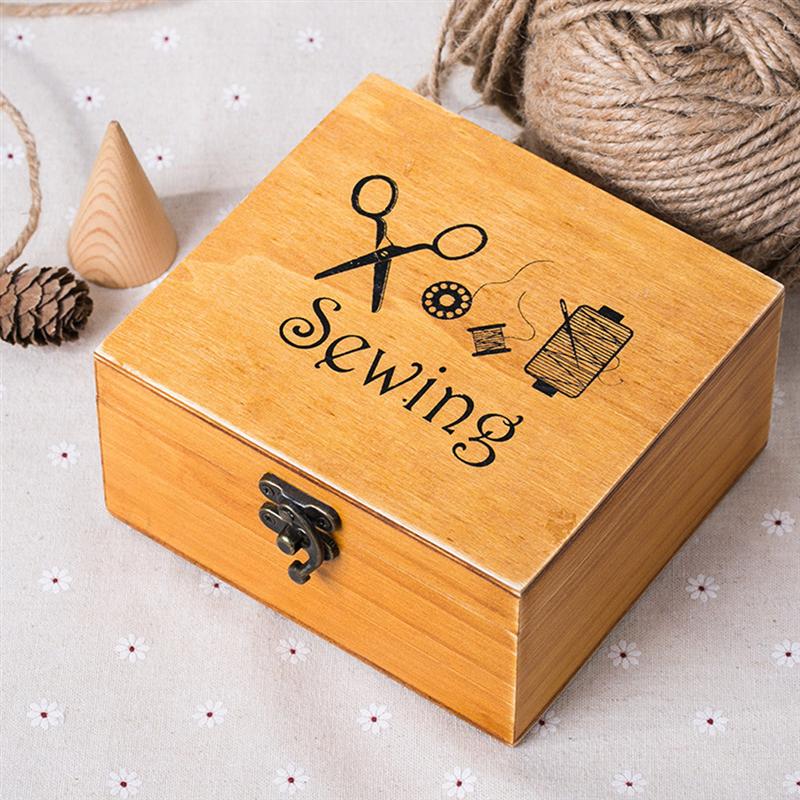 Vintage Wooden Sewing Box Full Kit