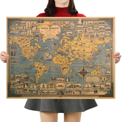 Vintage World Map Art Poster Decor Vintage World Map Art Poster Decor