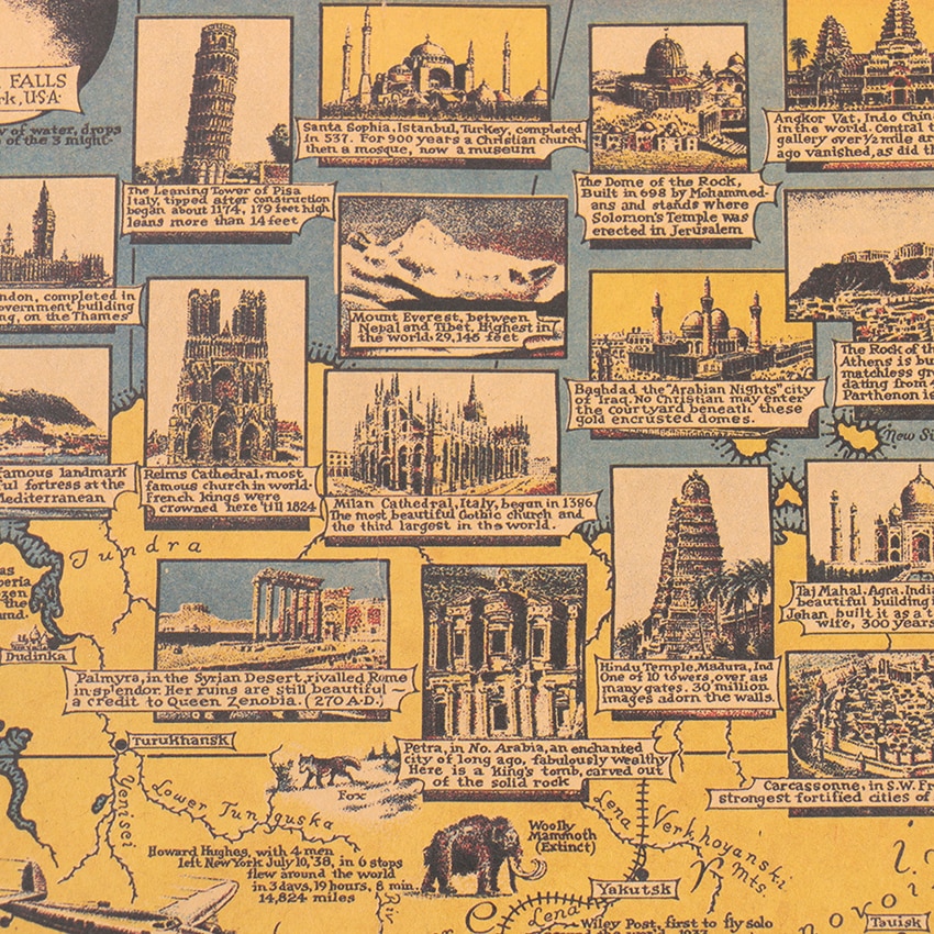 Vintage World Map Art Poster Decor Vintage World Map Art Poster Decor