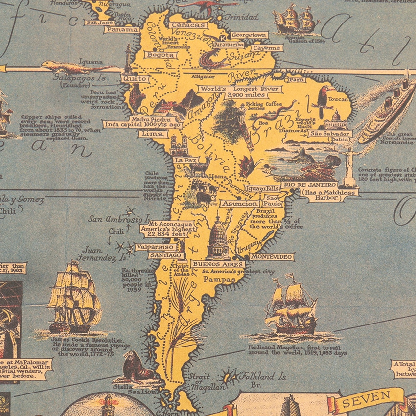 Vintage World Map Art Poster Decor Vintage World Map Art Poster Decor