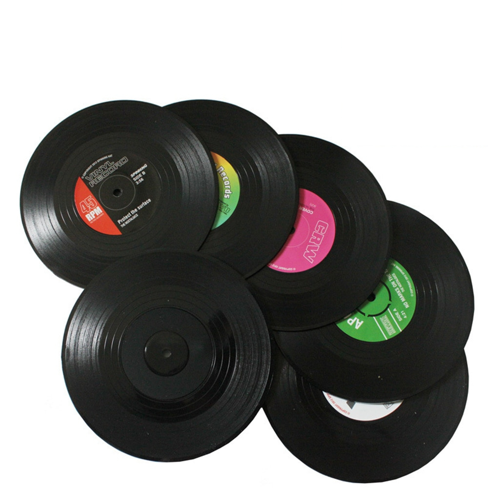 Vinyl Coasters Retro Record Cup Pads (6 pcs) Vinyl Coasters Retro Record Cup Pads (6 pcs)