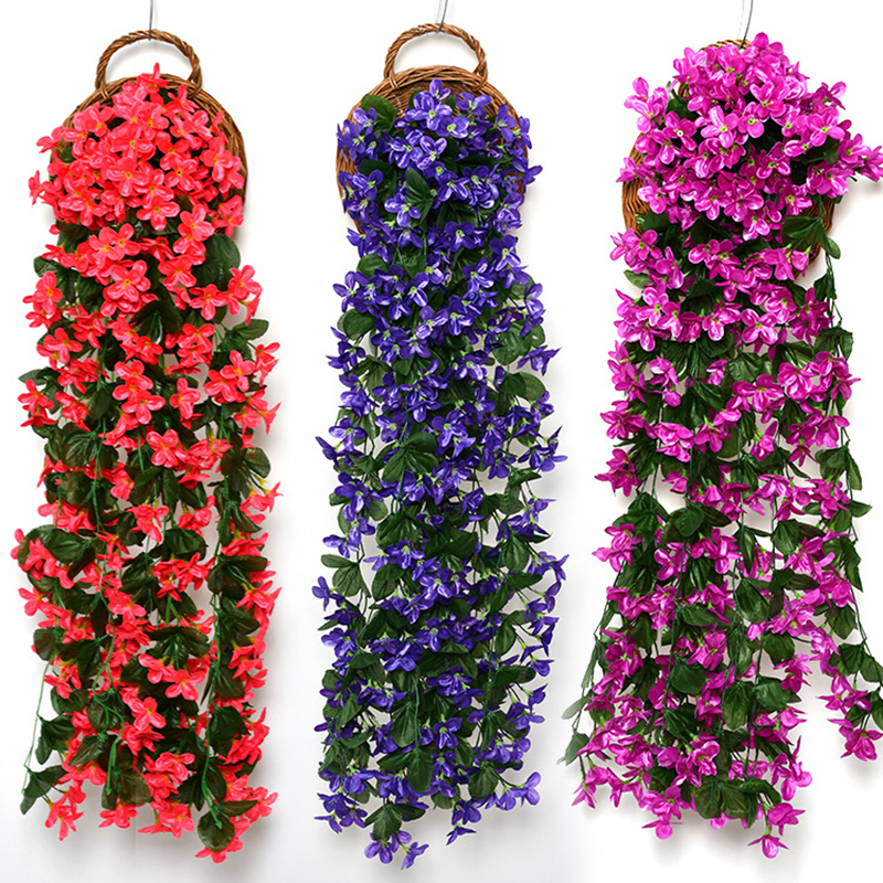 Violet Artificial Flower Party Decoration Simulation Valentine's Day Wedding Wall Hanging Basket Flower Orchid fake