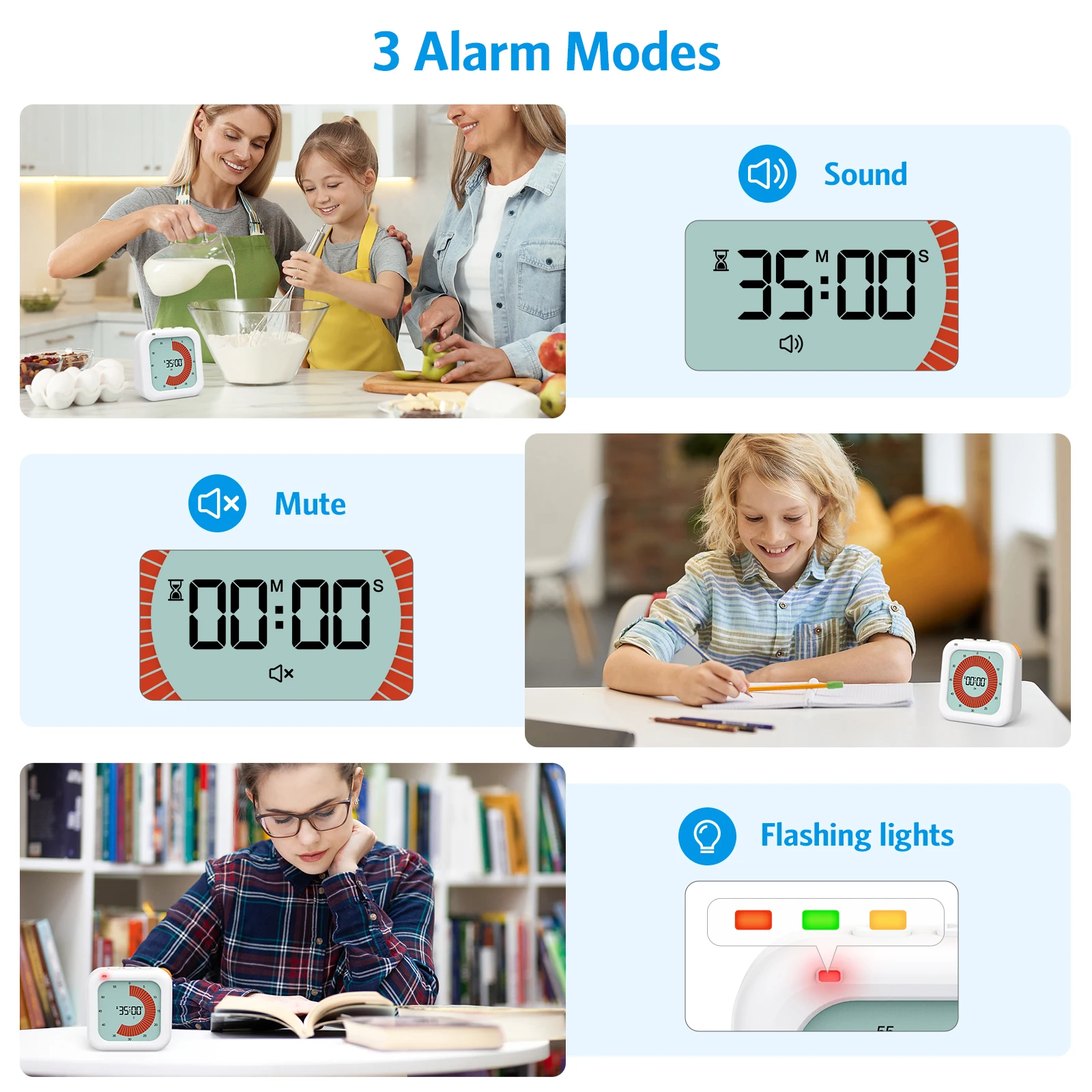 Visual Timer Digital Countdown Timer 60-Minute Silent Classroom Timer Management Tool for Home School Office Kitchen