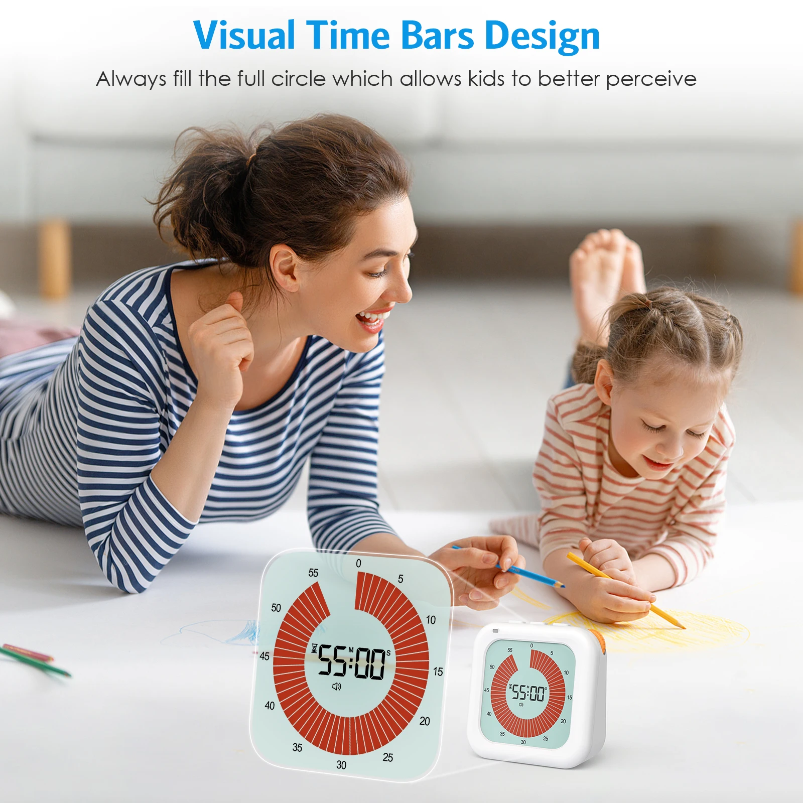 Visual Timer Digital Countdown Timer 60-Minute Silent Classroom Timer Management Tool for Home School Office Kitchen